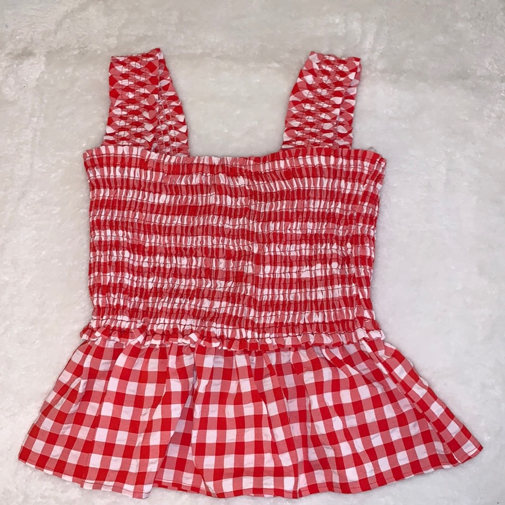 Entro Red/White Checkered Top